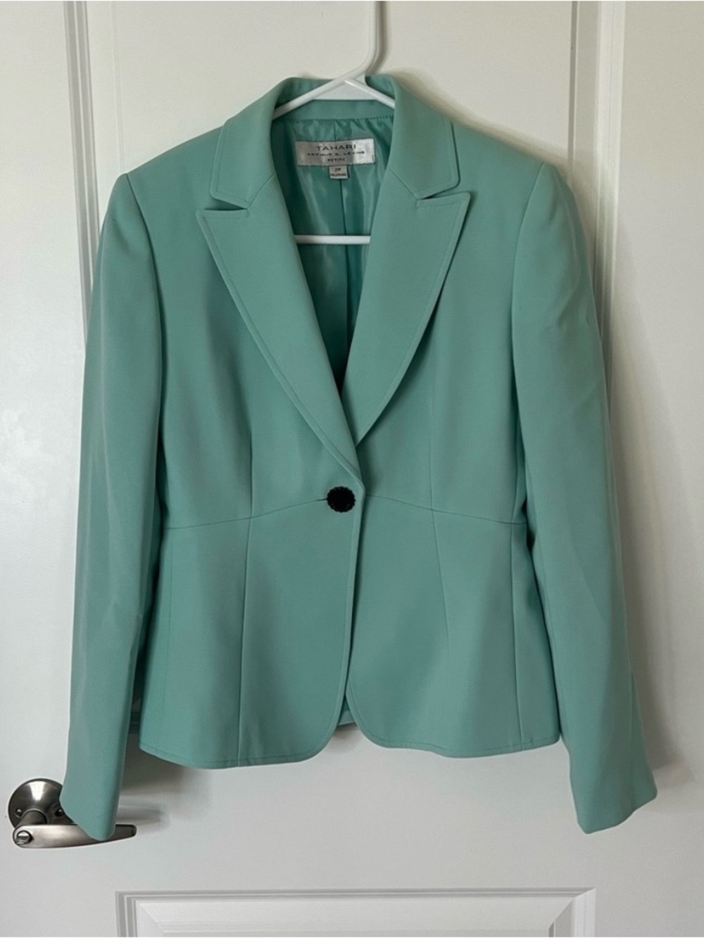Tahari ASL Mint Green Single-Button Women's Blazer size 2P (XS)
